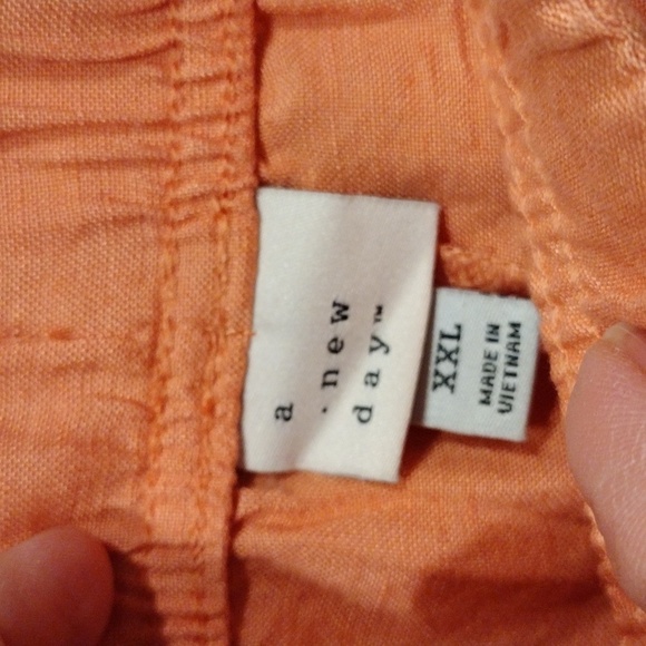 NWT A New Day Women's Peach Linen Blend Pull-On Pants Sz XXL-Beach Casual Boho - Picture 3 of 8
